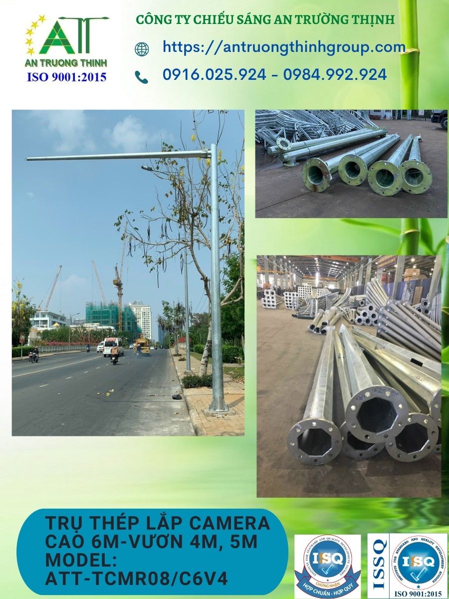 Công Ty Sản Xuất Trụ Lắp Camera Tại Bình Định, Cột Gắn Camera 6m Mạ Kẽm