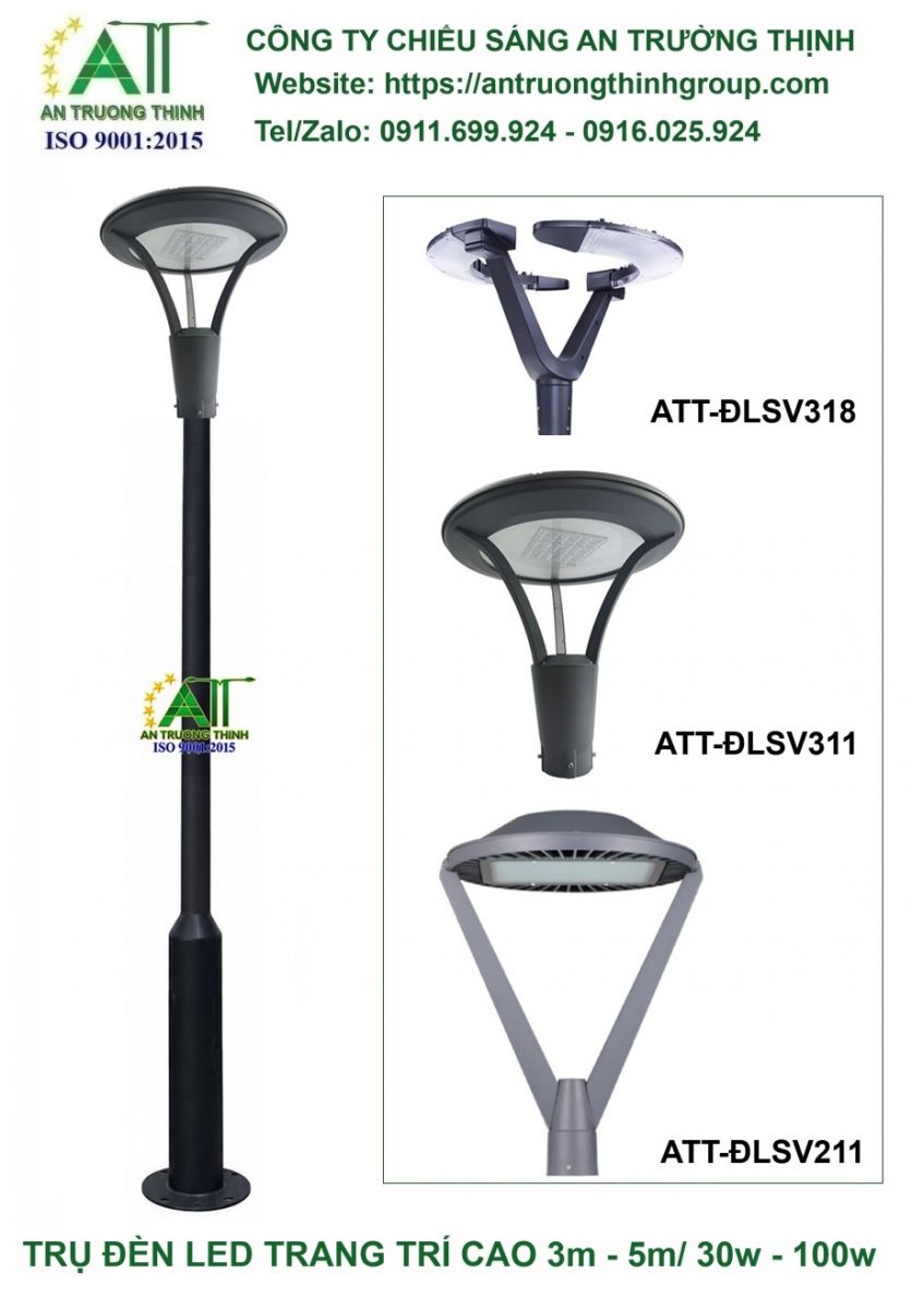 Cột Đèn Led Chiếu Sáng Trang Trí Cao 3m- 4m, 50w- 60w- 80w SV311