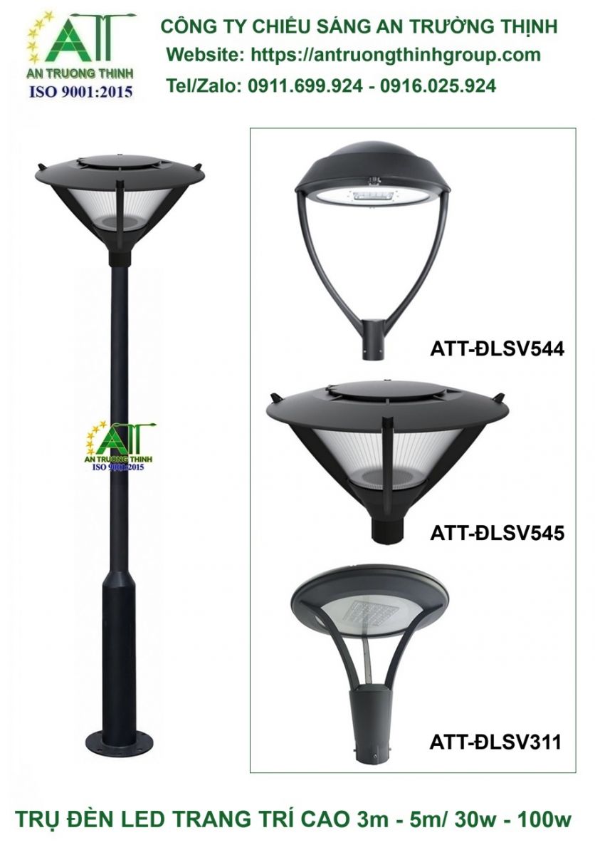Cột Đèn Led Chiếu Sáng Trang Trí Cao 3m - 4m, 50w - 60w - 80w SV545