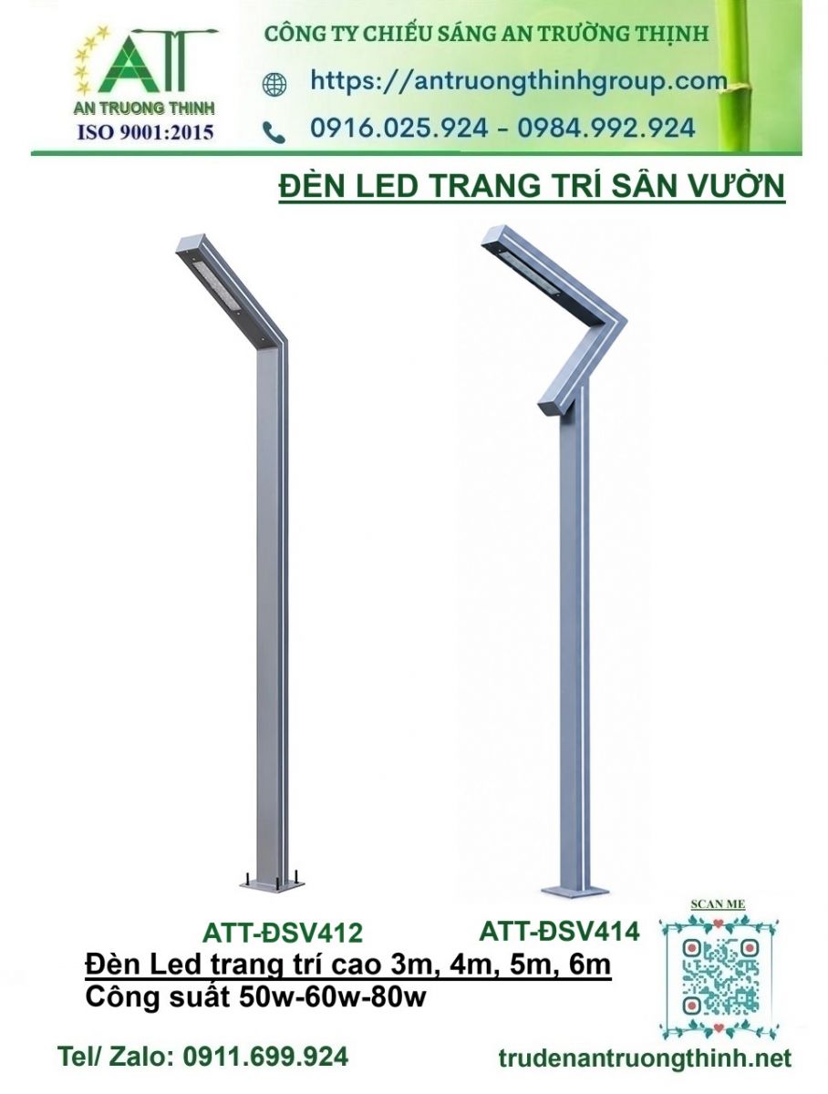 Trụ Đèn Led Trang Trí Sân Vườn Cao 4m- 5m- 6m- 7m, 50w- 60w- 80w