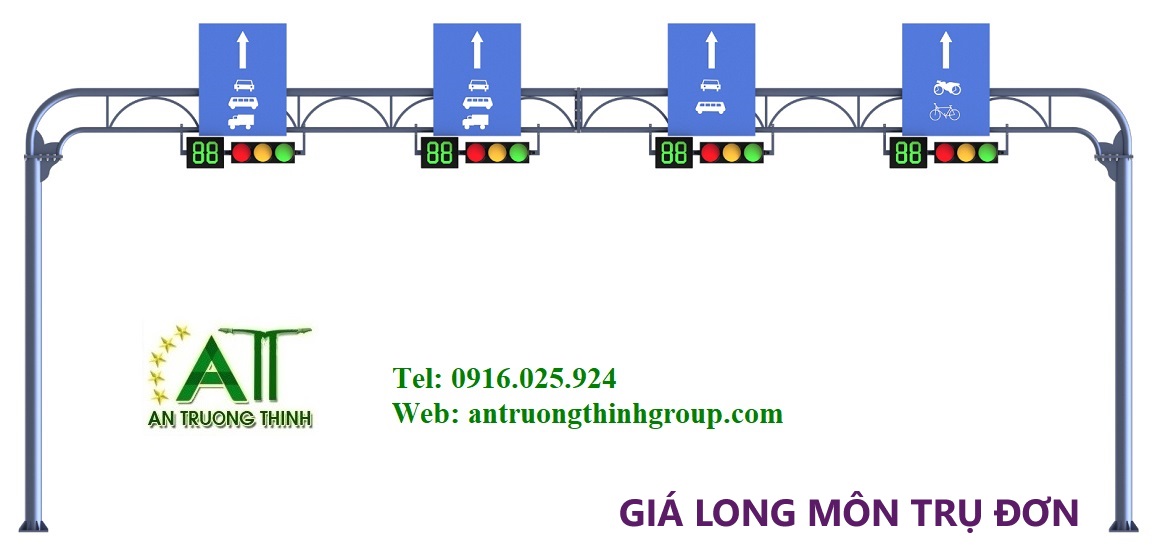 Trụ Giá Long Môn Chân Đơn Cao 6m, 7m, 8m Dài 7m, 8m, 9m, 10m, 12m